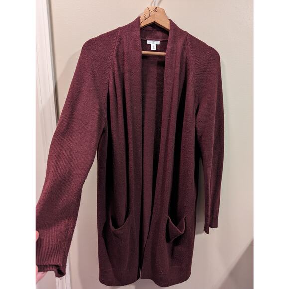 Nordstrom BP Long Open Sweater in Burgundy - Picture 4 of 5